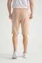 Light Beige Minimal Logo Cotton Regular Fit Men's Shorts - 7