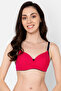 Padded Non-Wired Printed Full Cup Multiway T-shirt Bra in Magenta - Cotton
