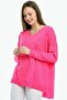 V-neck Long T Sleeve Back Long Front Short Slit Loose Cut Seasonal Basic Loose Knitwear Sweater - 2