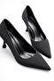 Black Matte Satin Pointed Toe 8 cm Heeled Sara Stiletto Women's Shoes - 3