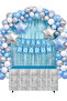 Blue Silver Birthday Concept Set 40-Piece Balloon Arch Star Foil Balloon Background Curtain Banner Party Set - 4