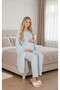 New Season Blue Breastfeeding-Friendly Spanish Sleeve Design Maternity Pajama Set 3-Piece Set - 4