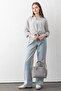 Pera Adjustable Strap Large Volume Women's Gray Hand and Shoulder Bag with Embossed Lettering Pbu5404 - 7