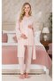 New Season Pink Breastfeeding-Friendly Spanish Sleeve Design Maternity Pajama Set 3-Piece Set - 2