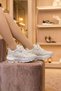 Newyork-021 Women's Patterned Stone Detailed High-Sole Walking Shoes