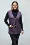 Women's Mercerized Vest with Three Button Pockets on the Front - 5