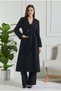 Button Detailed Pocketed Belted Coat with Patches - 2