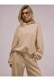 Oversize Fit Hooded Women's Sweatshirt 100% Cotton and 3 Threads
