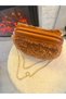 Women's Teddy Plush Handmade Shoulder Bag in Brown Color with Leather Detail - 6