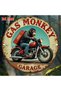 Round 20X20CM Vintage Gas Monkey Garage Wall Art - 7.8x7.8inch Round Aluminum Sign with Monkey Ridin - 7