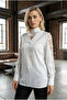 White Lace Collar Women's Bluz - 3