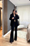 Belted Collarless Atlas Jacket Black - 4