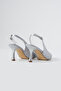 Women's Silver Stone Detailed Heeled Shoes - 5