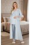 New Season Blue Long Dressing Gown with Lace Special Design Summer Maternity Dressing Gown Pajama Set - 2