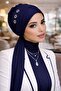 Navy Blue Metal Detailed With Scarf Bone