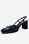 Desia Navy Blue Suede Women's Thick Heeled Shoes - 6