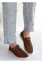 Women's Tan Suede Lace-Up Stitched Orthopedic Sports Shoes Nk4144 - 4