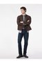Long Sleeve Flap Pocket College Collar Zippered Faux Suede Bomber Jacket