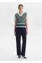 Navy Blue Ribbed Knit Detailed Knitwear Trousers - 3