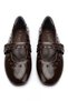 Women's Brown Patent Leather Strappy Casual Ballerinas with Capsule Accessory Detail - 3