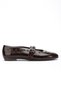 Women's Brown Patent Leather Strappy Casual Ballerinas with Capsule Accessory Detail - 2