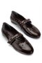 Women's Brown Patent Leather Strappy Casual Ballerinas with Capsule Accessory Detail