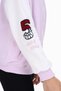 Girl's Blue College Collar Snap Closure Off-Shoulder Embroidery Printed Color Block Knitted Cardigan - 2 - 3