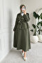 Efnan Tansel Fabric Zippered Jacket - Skirt Hijab Set - Khaki - 5