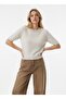 Women's Crew Neck Short Sleeve Knit Sweater with Accessories