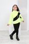Girl's Stand Collar Zippered Color Block Raglan Sleeve Fleece Cardigan - Adjustable Elastic Waist - 4