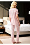 Stripe Detailed Modal & Cotton Short Sleeve Shirt Pajama Set (with Teddy Bear Keychain Gift) - 3