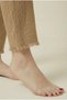 Beige Color 100% Cotton Muslin Fabric Ankle-Length Women's Trousers - Elastic Waist, Lace-Up, Narrow Leg, Anti-Sweat - 7