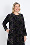 Women's Plus Size Cotton Velvet Patterned Pocket Zipper Maxi Length Long Sleeve Dress - 3