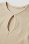 Cut Out Detailed Cropped Ribbed Knitted Blouse Lex0008 Cream - 5
