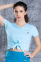 Comfort Fit Active Tie-up Crop Top in Sky Blue - Cotton Rich