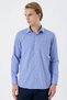 Blue Long Sleeve Filafil Pattern Filafil Hard Collar Pocketed Cotton Basic Comfort Fit Shirt 1004245002 - 3