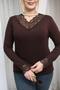 Plus Size V-Neck Lace Detail Blouse - 2