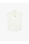 Women'S White High Neck Sleeveless Blouse