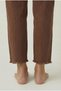 Dark Brown 100% Cotton Muslin Fabric Narrow-Leg Ankle-Length Women's Trousers - Elastic Waist with Laces - 7