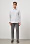 Men's White Long Sleeve Checkered Pattern Hard Collar Pocket Cotton Comfort Fit Shirt 1004245159 - 4