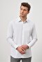 Men's White Long Sleeve Self-Pocket Cotton Comfort Fit Shirt 1004245155 - 5