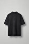 Men's Oversize Washed Rose Embroidered Polo Collar T-Shirt Black - 2