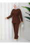 Women's Pearl Detailed Hijab Two-Piece Set – Belted Top & Comfortable Cut Pants - 5