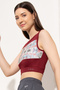 Comfort-Fit Active Geometric Print Crop Top in Maroon - 4