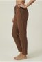 Dark Brown 100% Cotton Muslin Fabric Narrow-Leg Ankle-Length Women's Trousers - Elastic Waist with Laces - 2