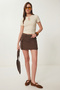 Cut Out Detailed Cropped Ribbed Knitted Blouse Lex0008 Cream - 2