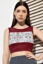 Comfort-Fit Active Geometric Print Crop Top in Maroon - 2