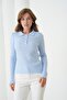 Women's Shirt Collar Buttoned Ribbed Slim Knit Sweater