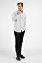 Khaki-White Striped Pattern Hard Collar Long Sleeve Pocket Comfort Fit Cotton Shirt 1004255210 - 3
