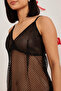 Padded Self-Patterned Sheer Babydoll in Black with Matching G-String - Lace - 5